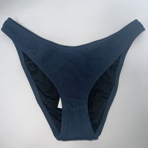 J. Crew Textured Curved Waist Cheeky Navy Blue‎ Bikini Bottom Size Medium NWT
